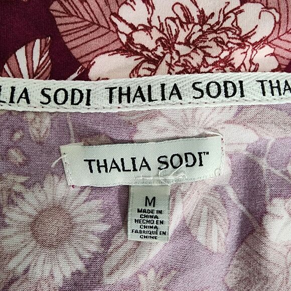 Thalia Sodi Women Sleep Shirt PJs Pajama Nightgown Top Medium Pink Floral Pocket - Picture 7 of 9